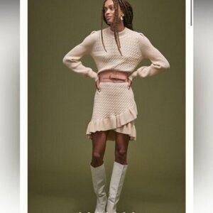 Anthropologie Flat White Long Sleeve Sweater Dress Tan Beige Size XL